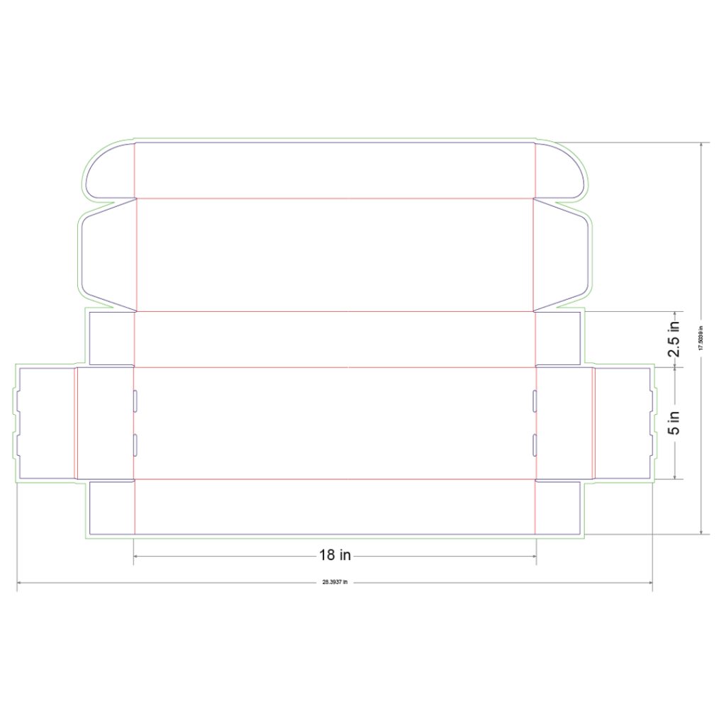 18x5x2.5 in Mailer Box Template