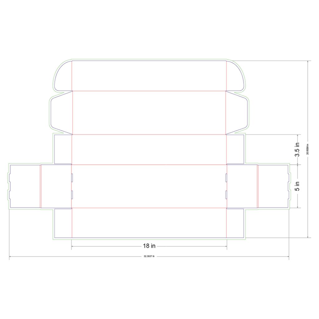 18x5x3.5 in Mailer Box Template