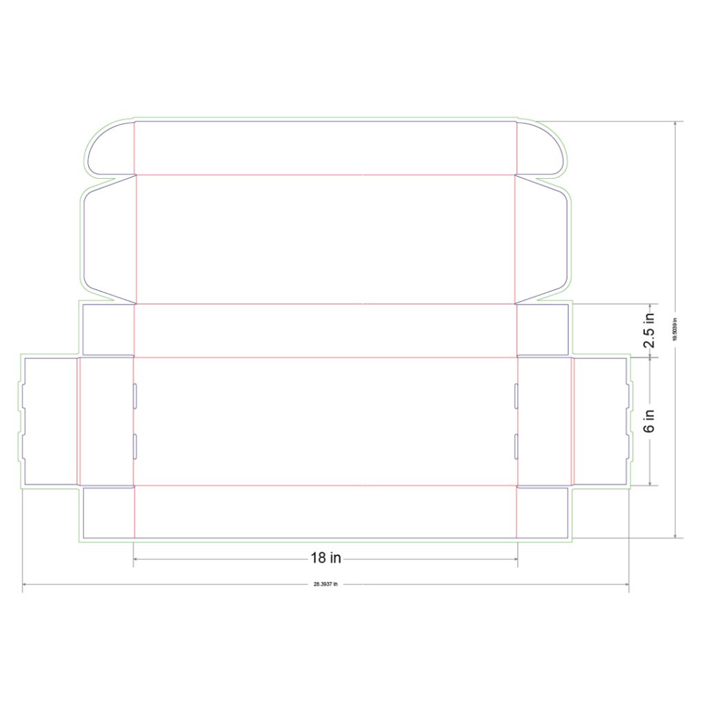 18x6x2.5 in Mailer Box Template