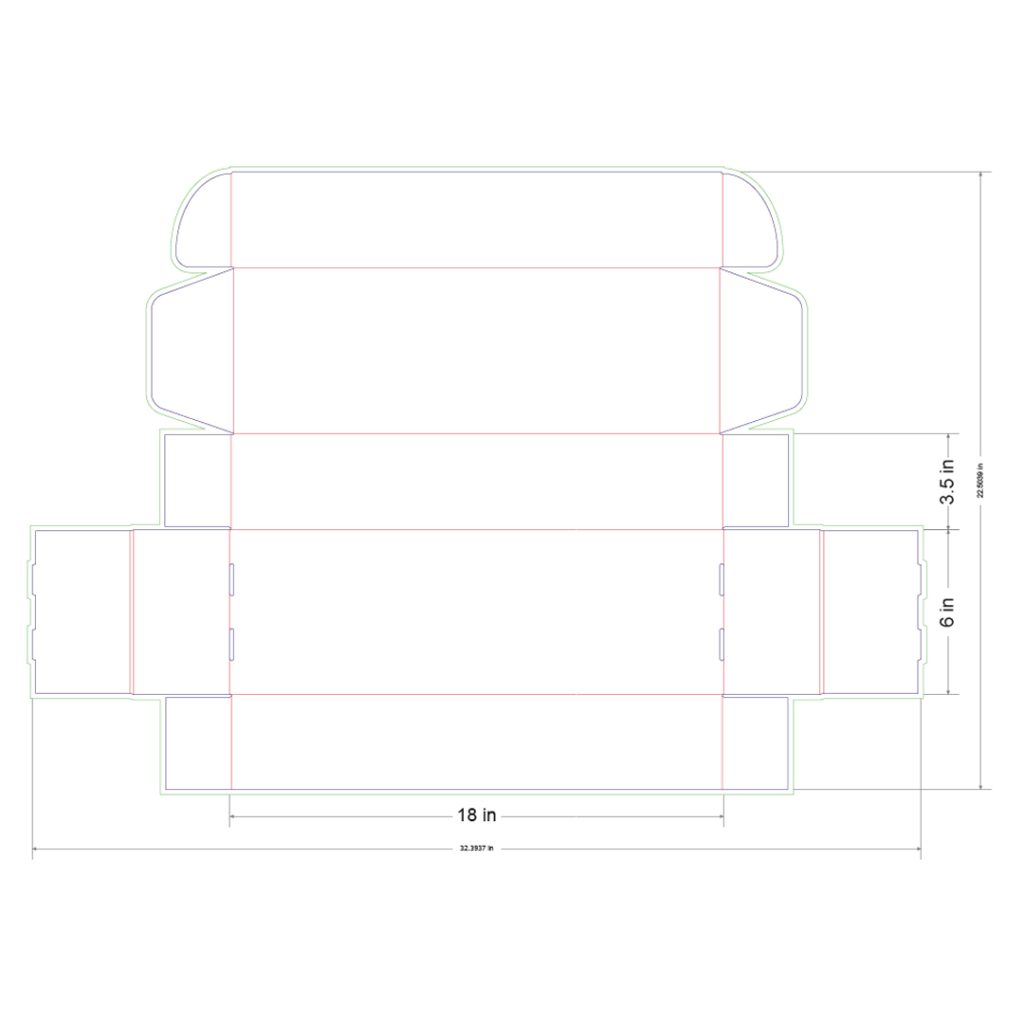 18x6x3.5 in Mailer Box Template