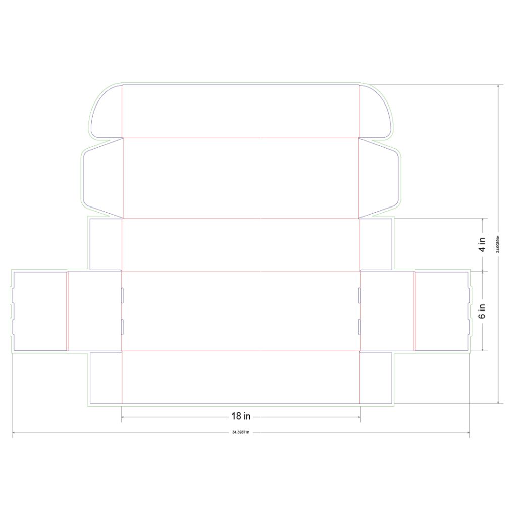 18x6x4 in Mailer Box Template
