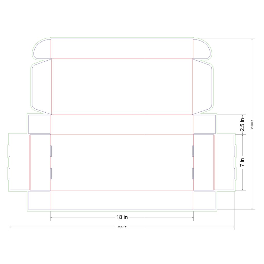 18x7x2.5 in Mailer Box Template