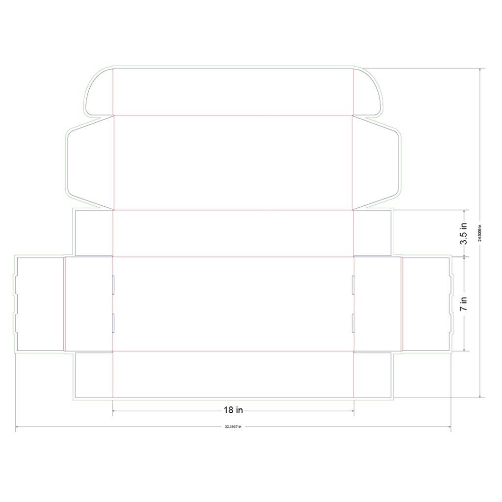 18x7x3.5 in Mailer Box Template
