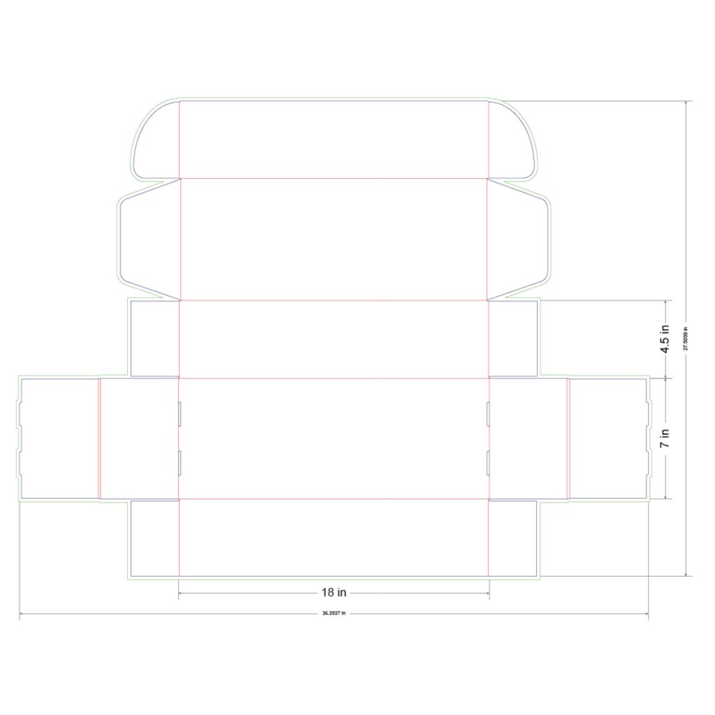 18x7x4.5 in Mailer Box Template