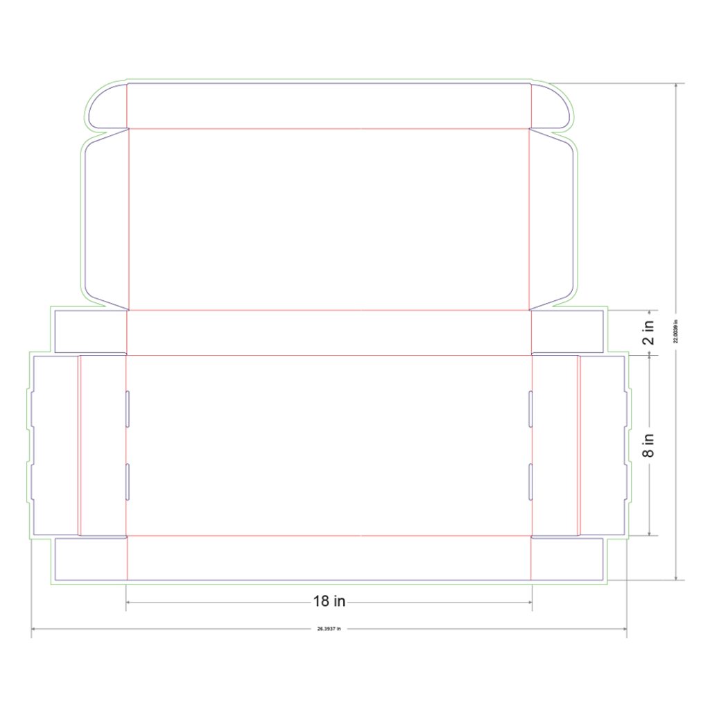 18x8x2 in Mailer Box Template