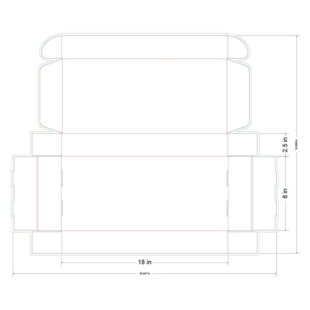18x8x2.5 in Mailer Box Template