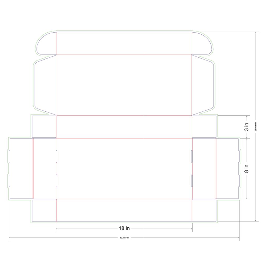 18x8x3 in Mailer Box Template