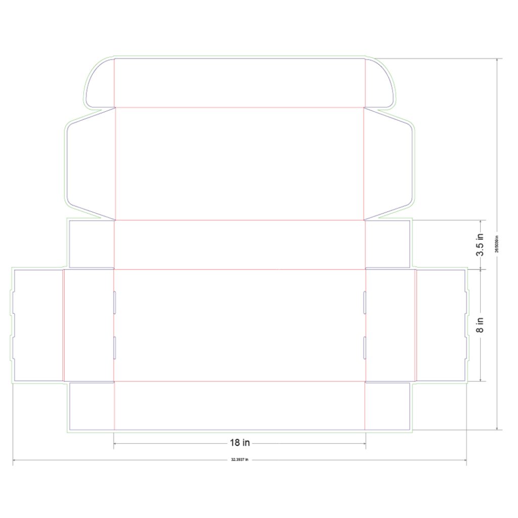 18x8x3.5 in Mailer Box Template