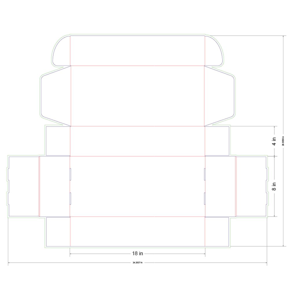 18x8x4 in Mailer Box Template