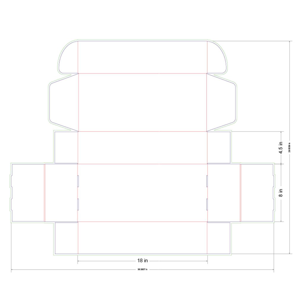 18x8x4.5 in Mailer Box Template