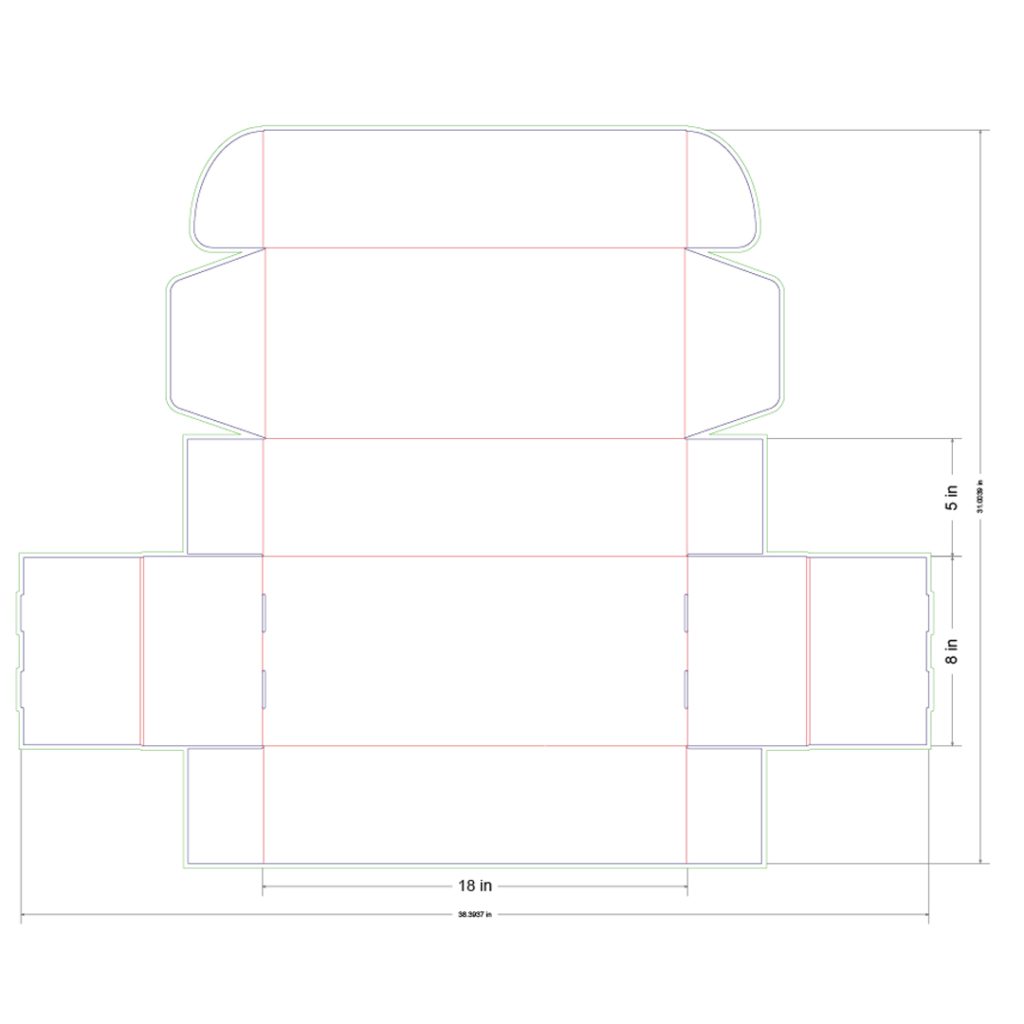 18x8x5 in Mailer Box Template