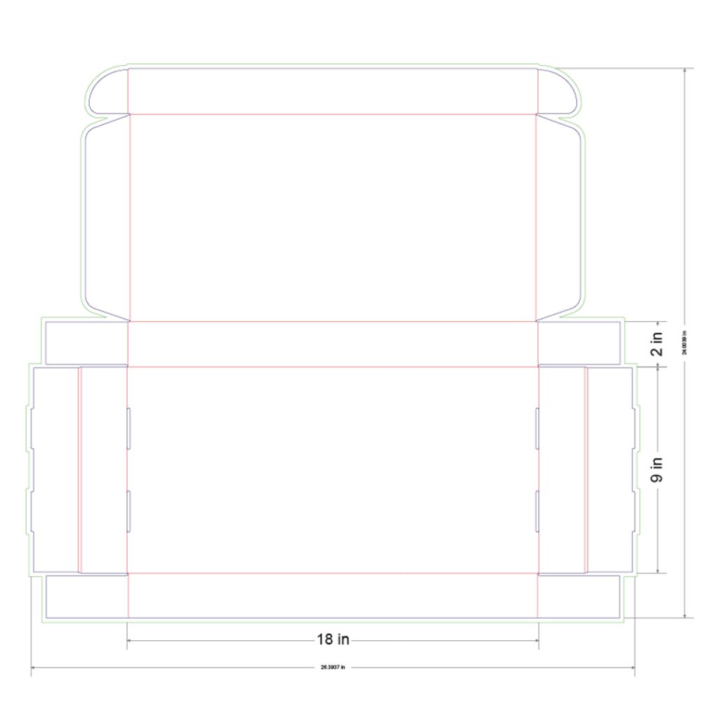 18x9x2 in Mailer Box Template
