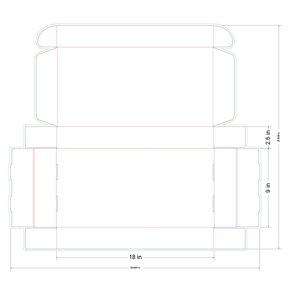 18x9x2.5 in Mailer Box Template