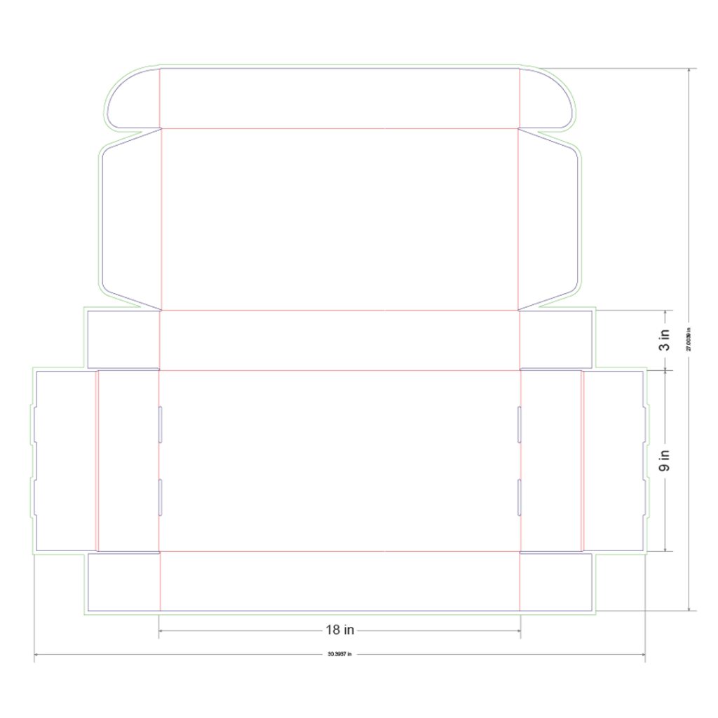 18x9x3 in Mailer Box Template