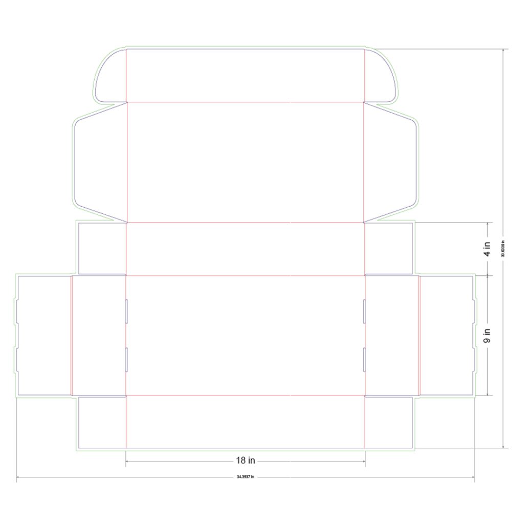 18x9x4 in Mailer Box Template