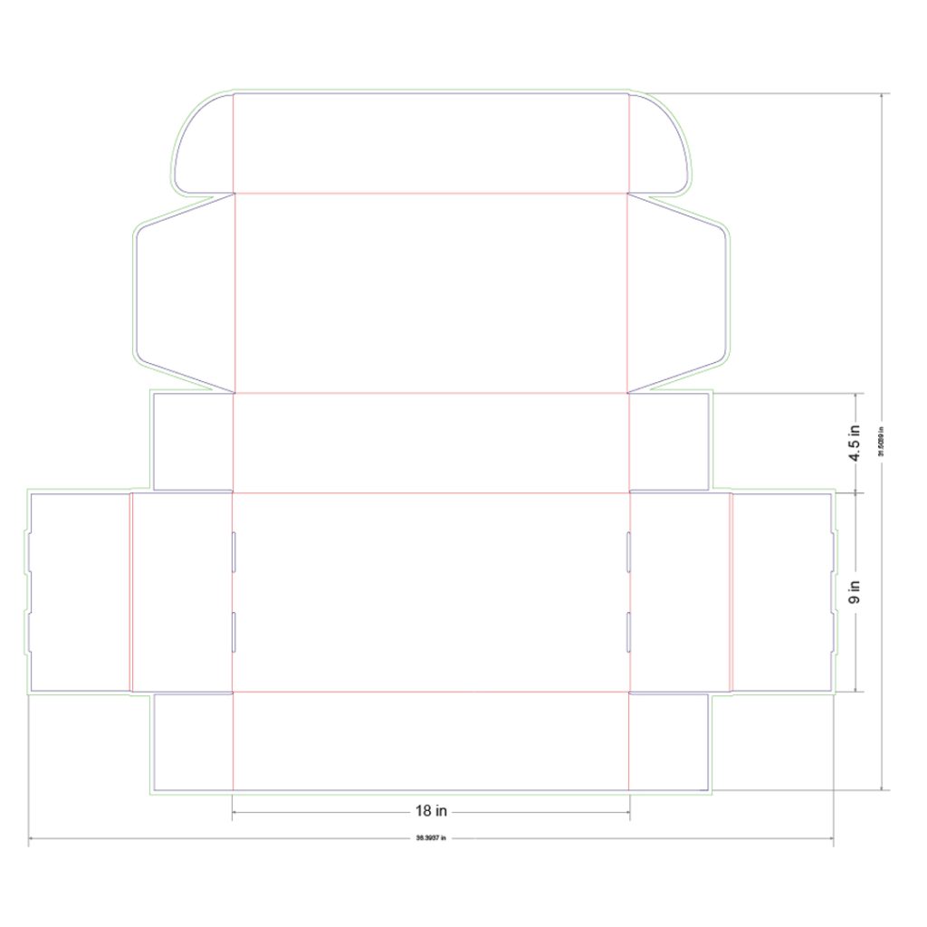 18x9x4.5 in Mailer Box Template
