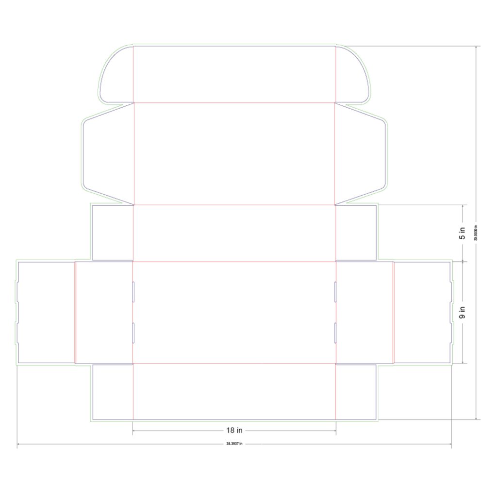 18x9x5 in Mailer Box Template