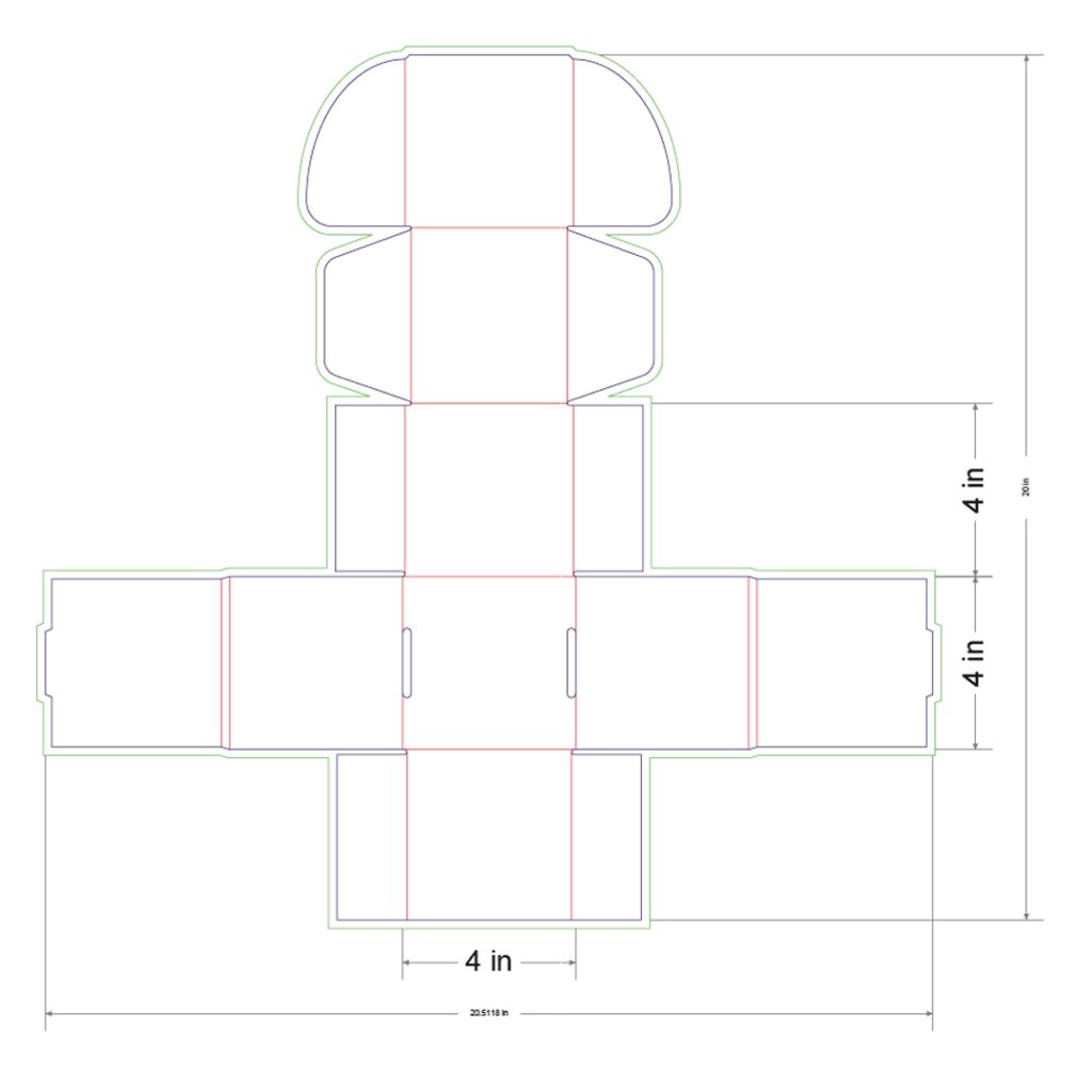 4x4x4 in Mailer Box Template