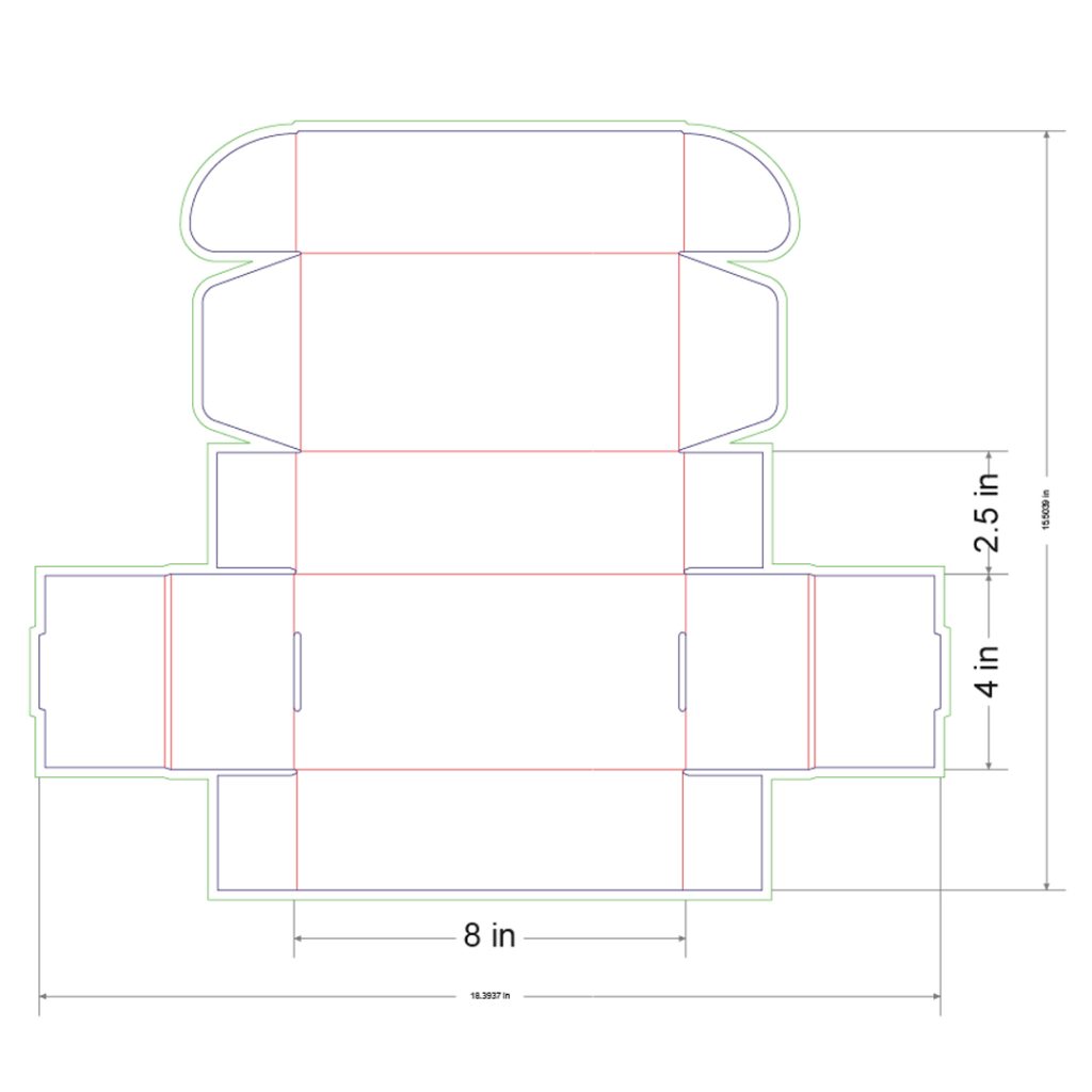 8x4x2.5 in Mailer Box Template