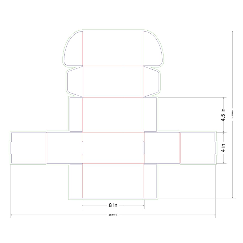 8x4x4.5 in Mailer Box Template