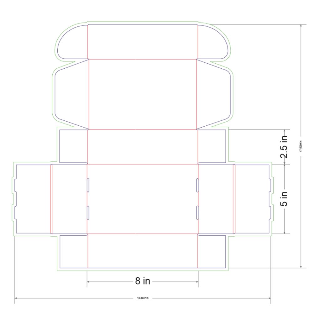 8x5x2.5 in Mailer Box Template