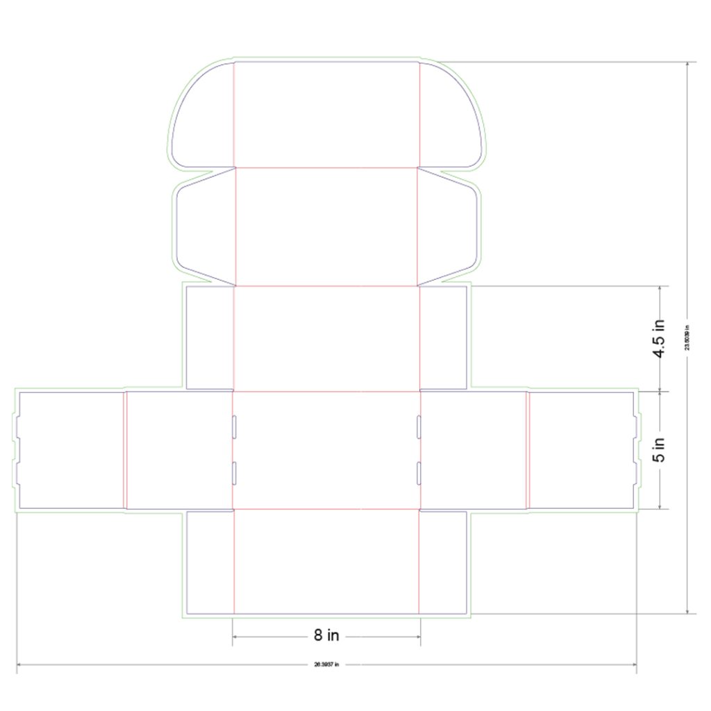 8x5x4.5 in Mailer Box Template