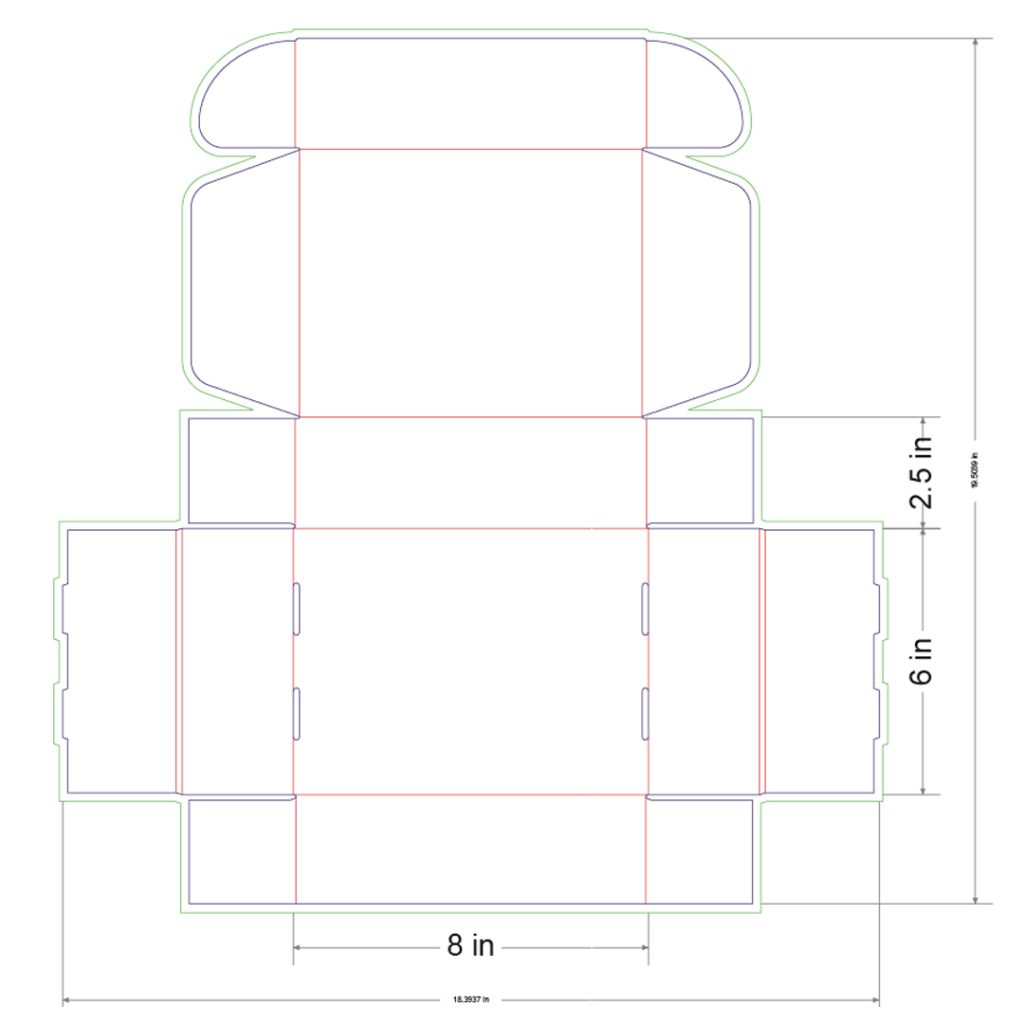 8x6x2.5 in Mailer Box Template