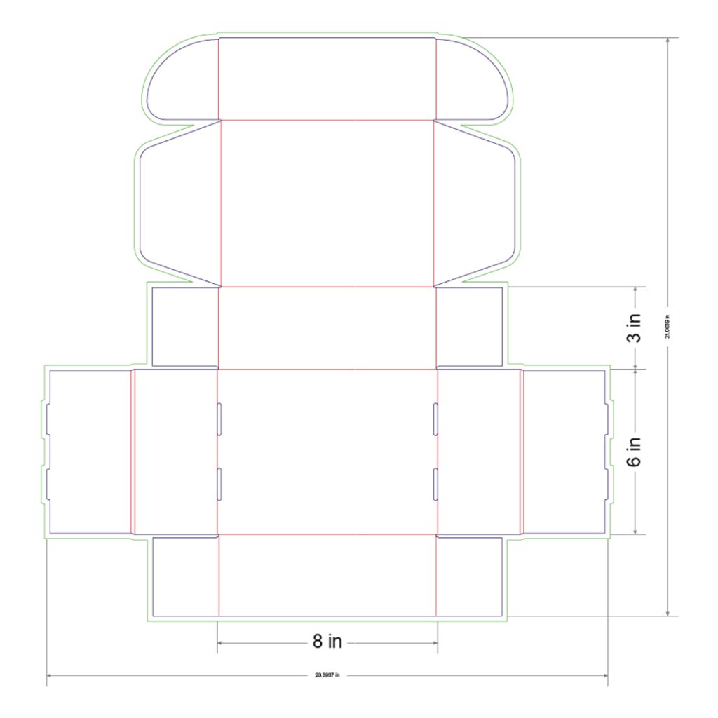 8x6x3 in Mailer Box Template