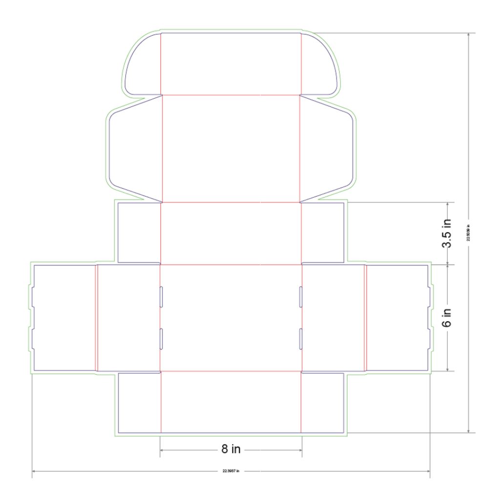 8x6x3.5 in Mailer Box Template
