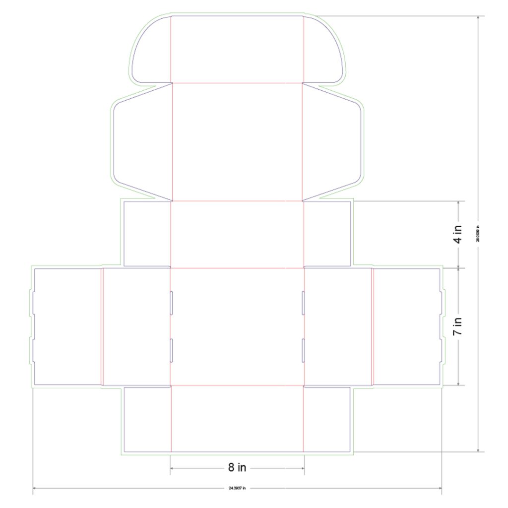 8x7x4 in Mailer Box Template