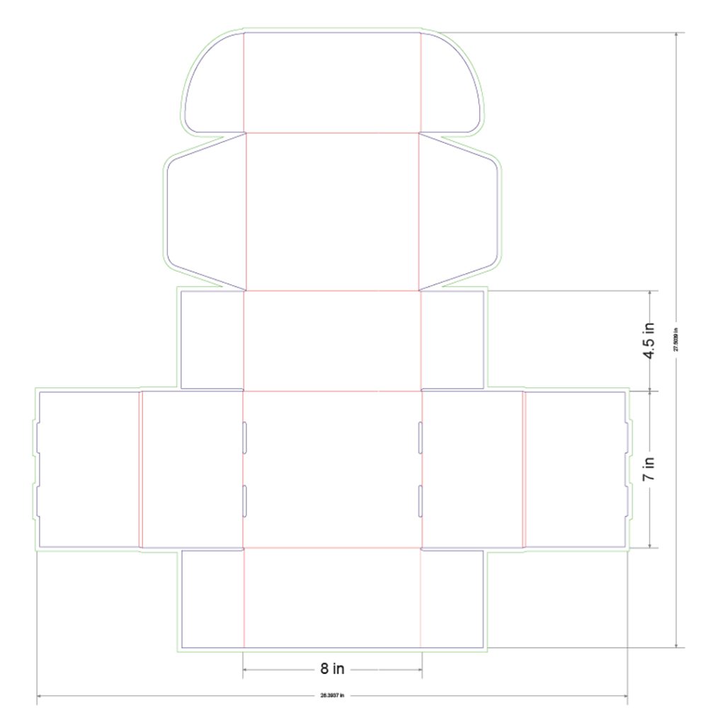 8x7x4.5 in Mailer Box Template