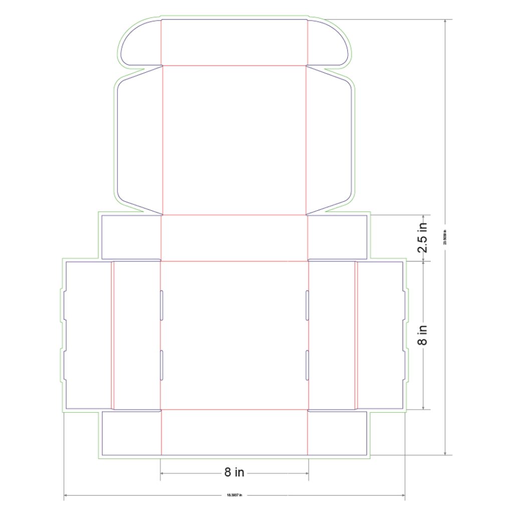 8x8x2.5 in Mailer Box Template