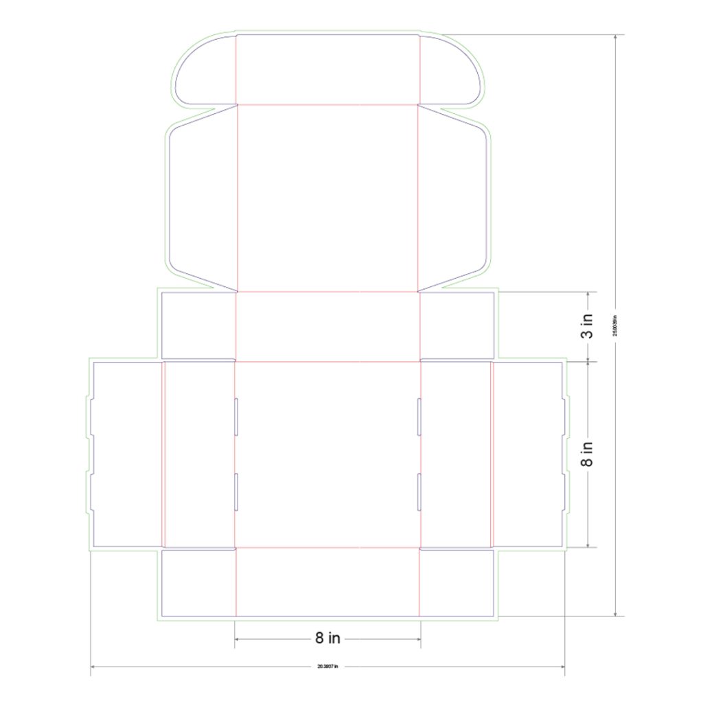 8x8x3 in Mailer Box Template