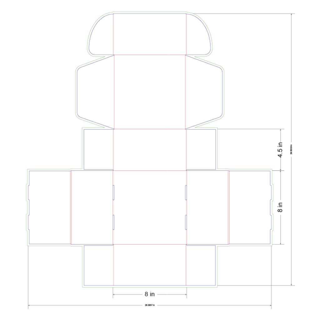 8x8x4.5 in Mailer Box Template