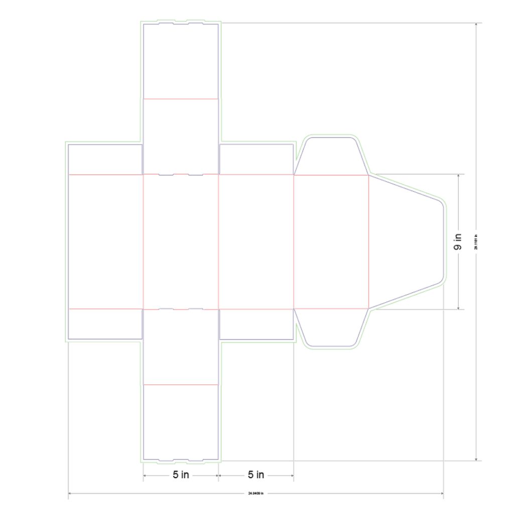 9x5x5 in Mailer Box Template
