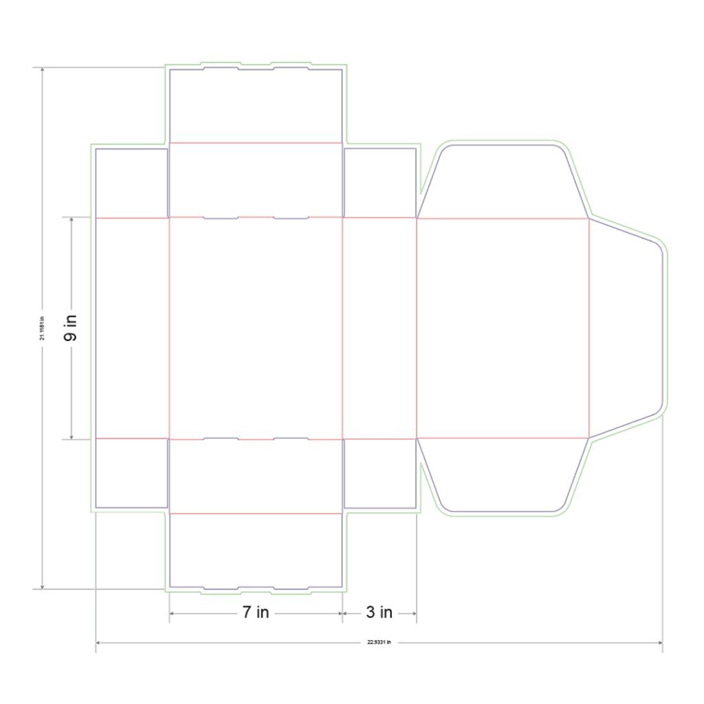 9x7x3 in Mailer Box Template