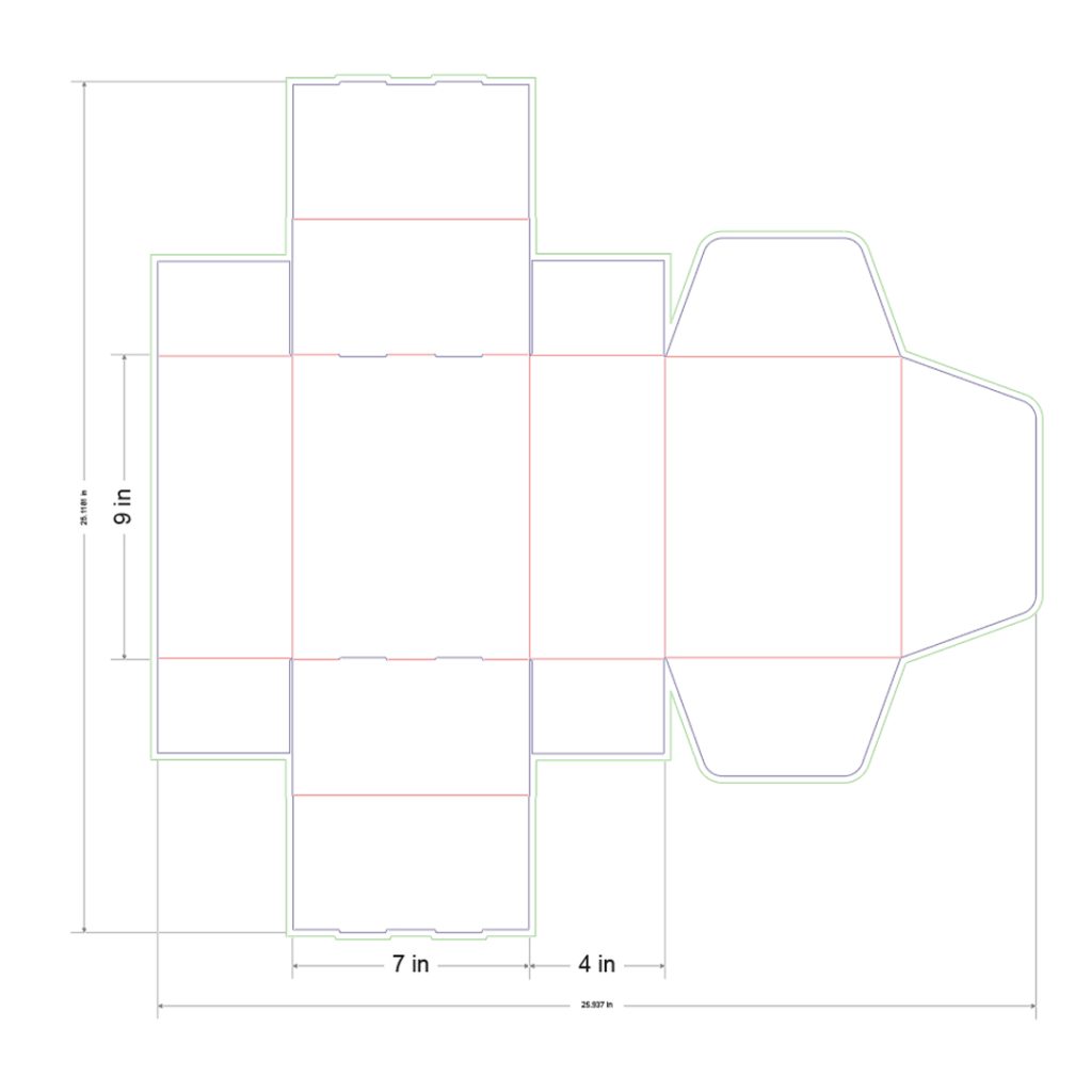 9x7x4 in Mailer Box Template