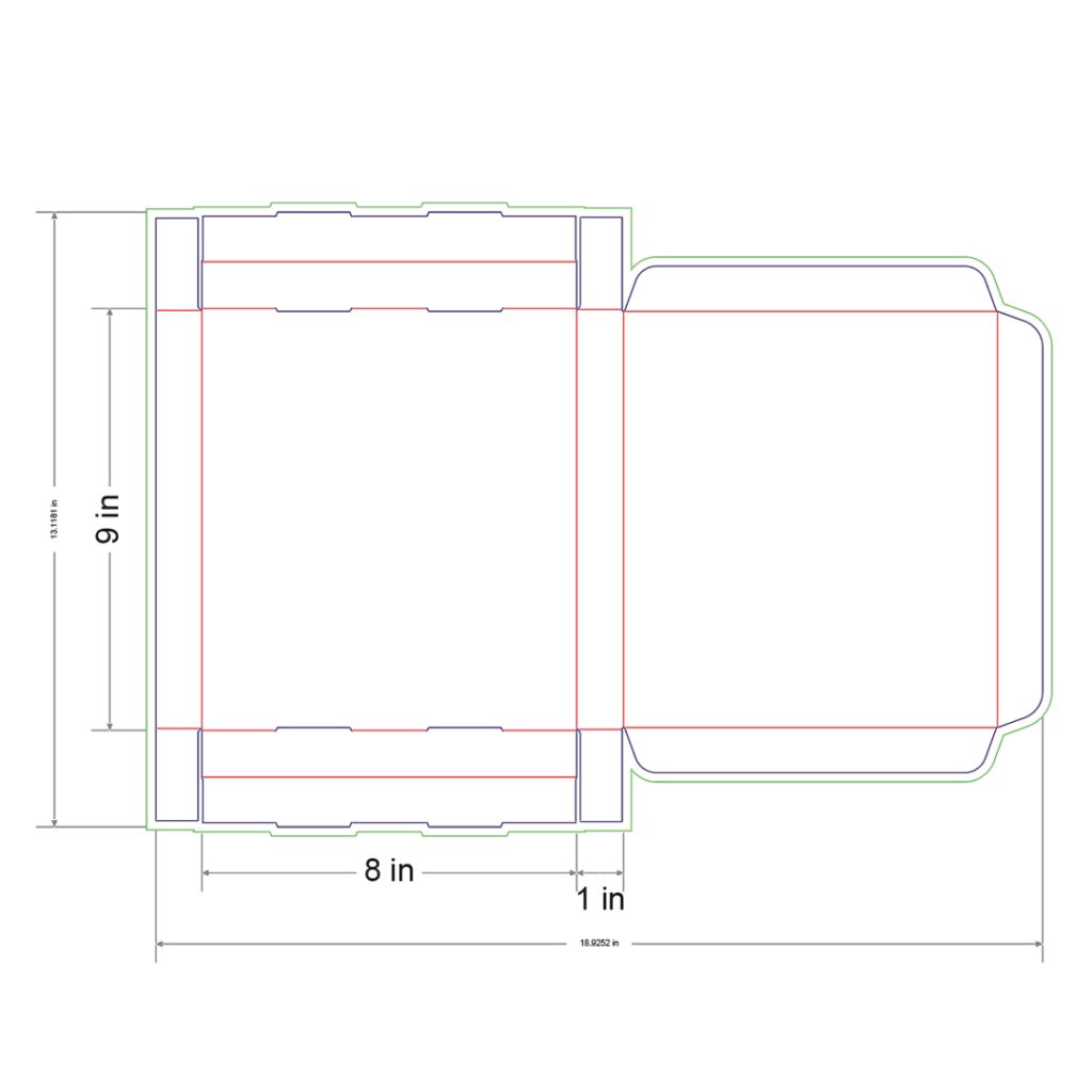 9x8x1 in Mailer Box Template
