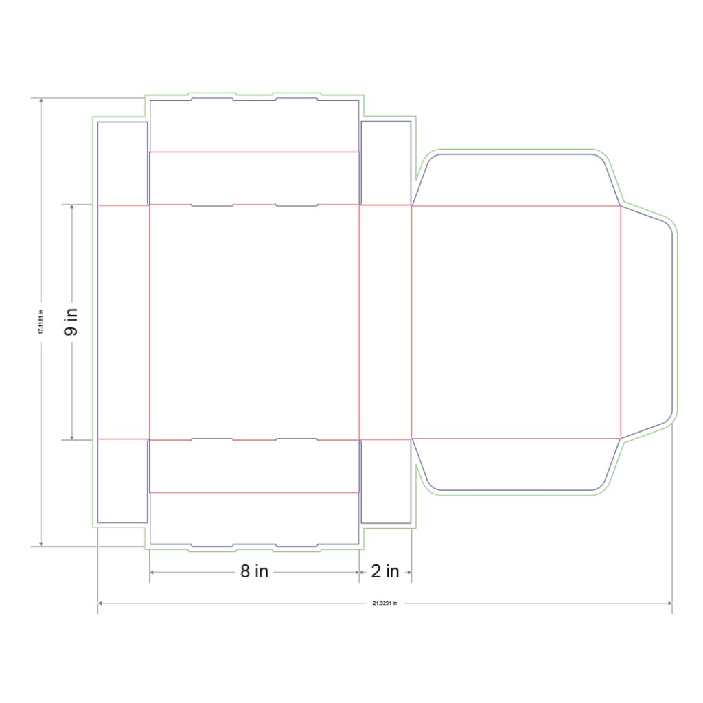 9x8x2 in Mailer Box Template