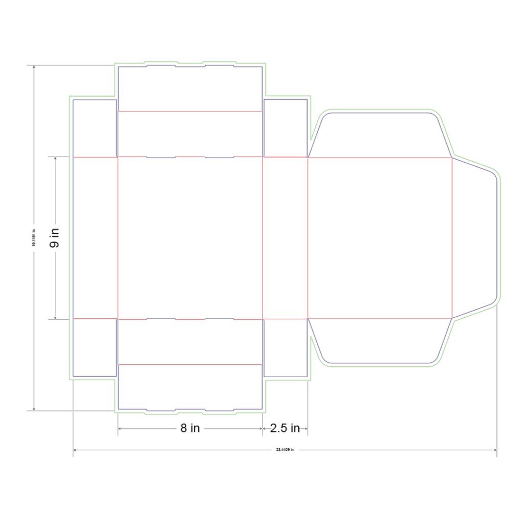 9x8x2.5 in Mailer Box Template