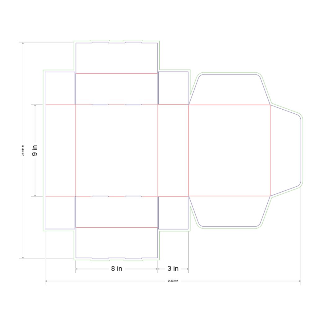 9x8x3 in Mailer Box Template