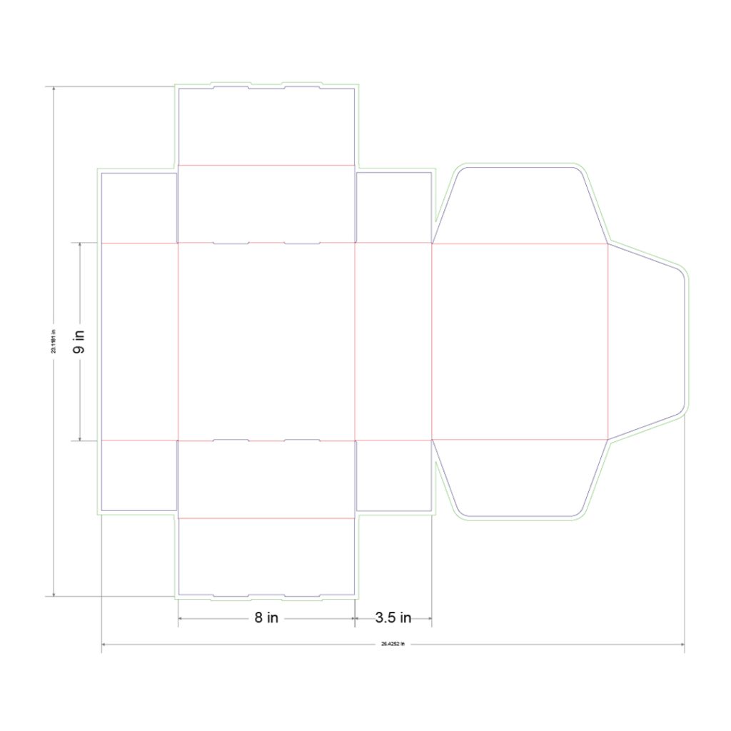 9x8x3.5 in Mailer Box Template