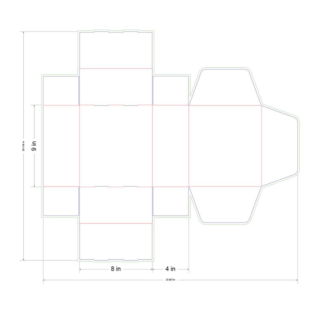 9x8x4 in Mailer Box Template