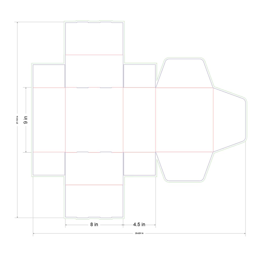 9x8x4.5 in Mailer Box Template