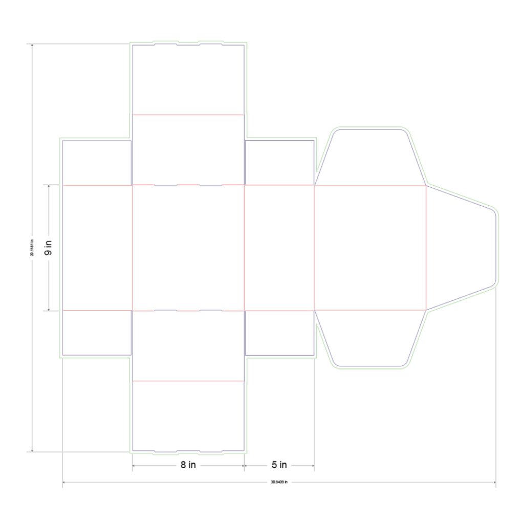 9x8x5 in Mailer Box Template