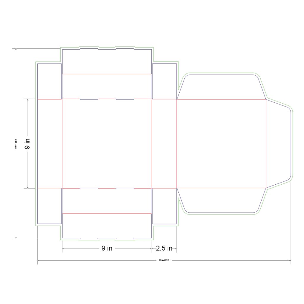 9x9x2.5 in Mailer Box Template