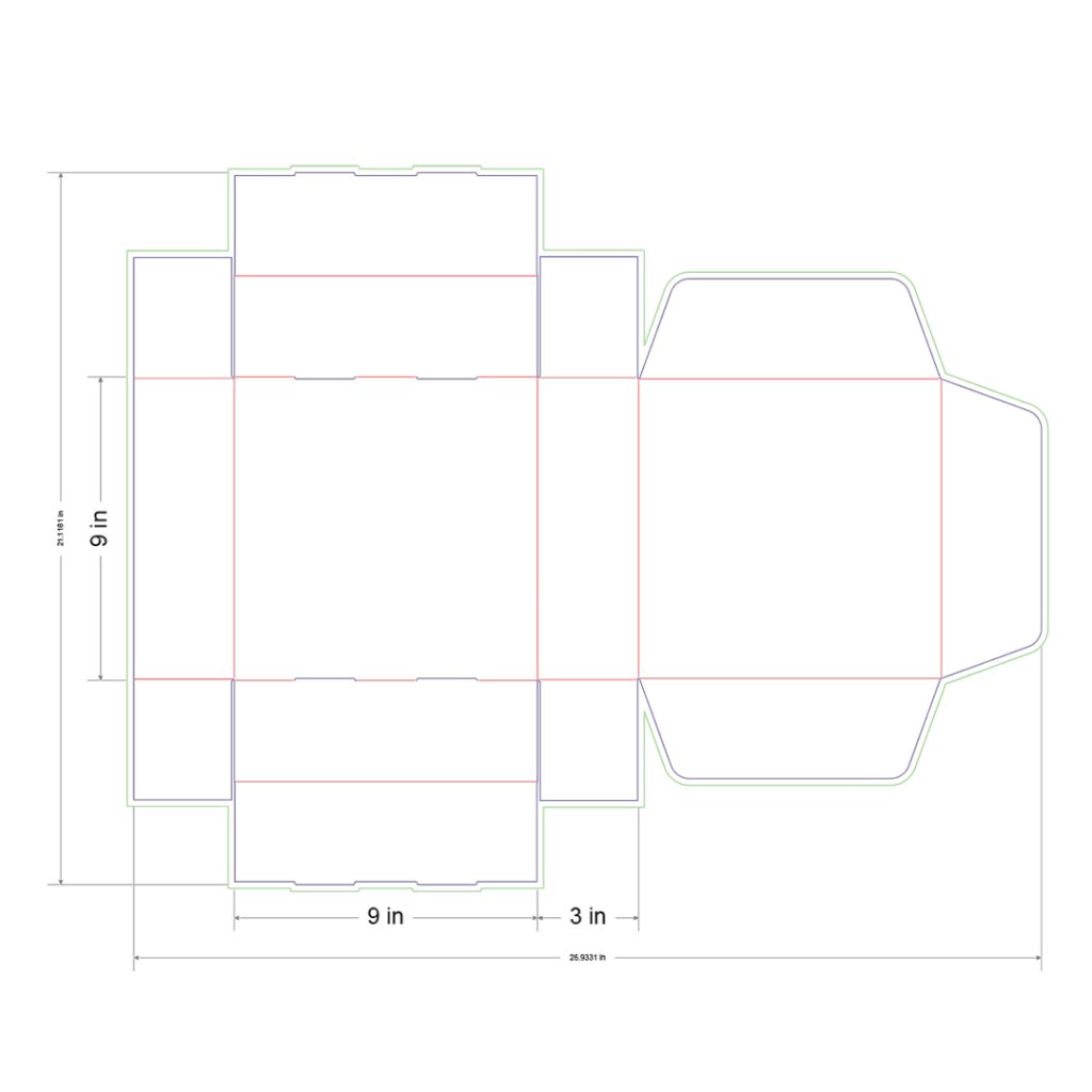 9x9x3 in Mailer Box Template