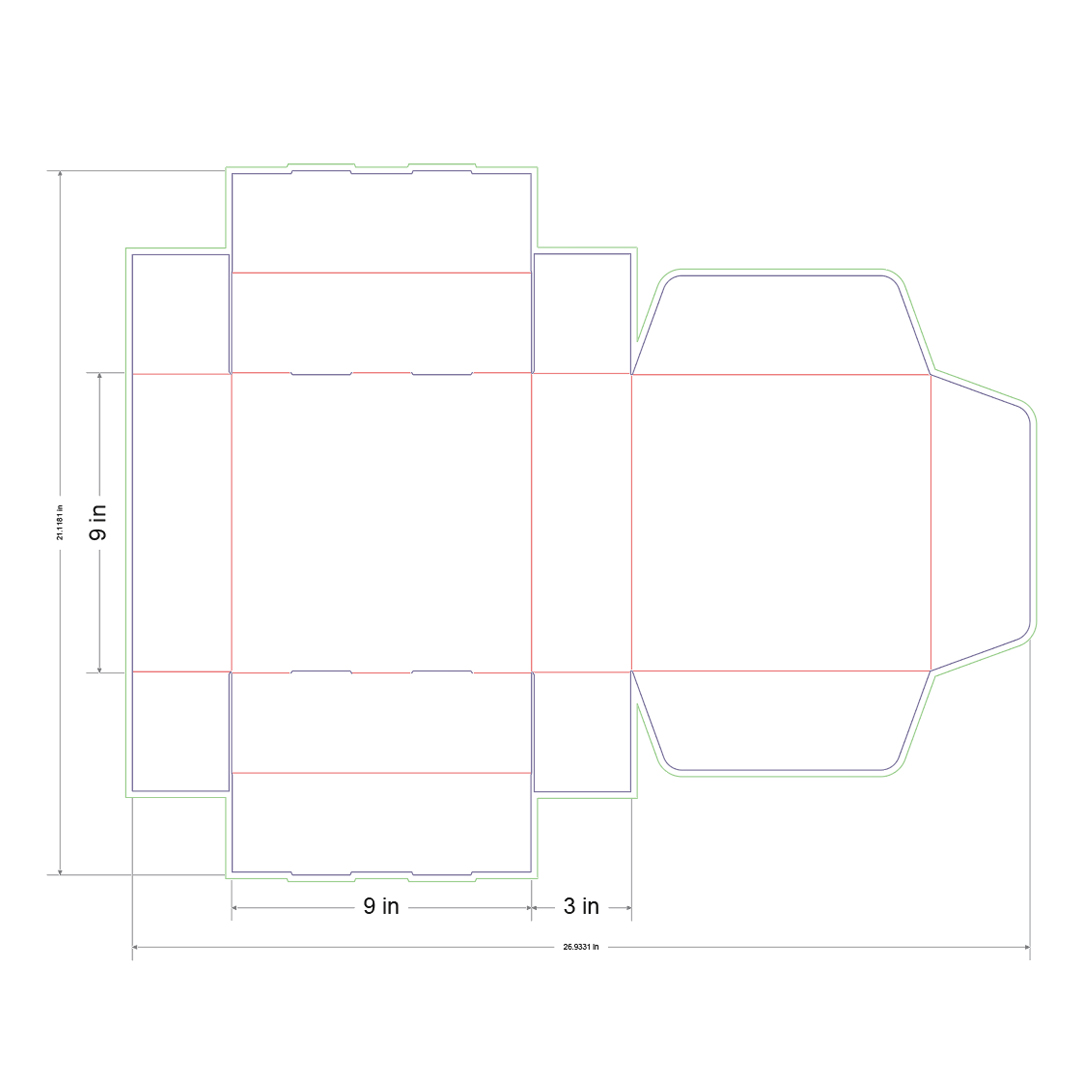 9x9x3 in Mailer Box Template