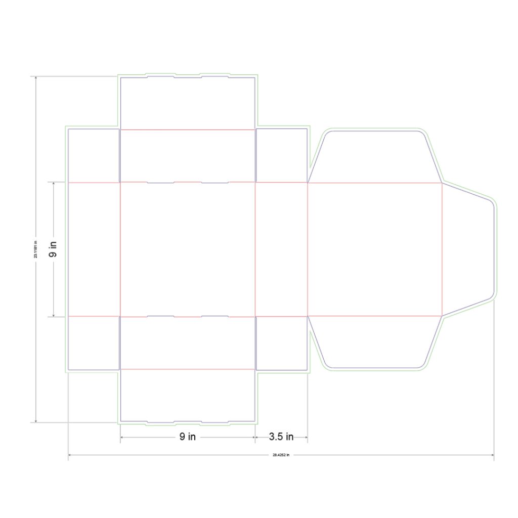 9x9x3.5 in Mailer Box Template