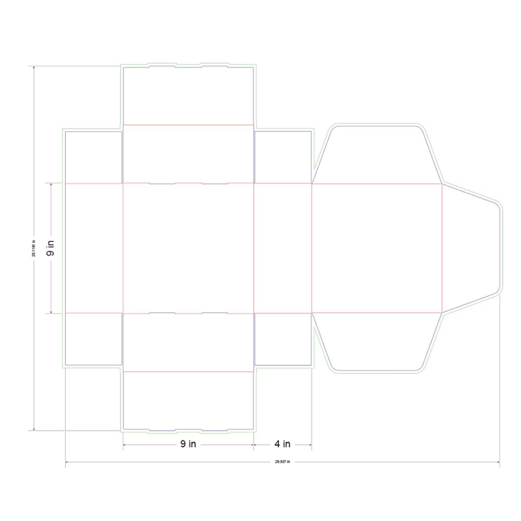9x9x4 in Mailer Box Template